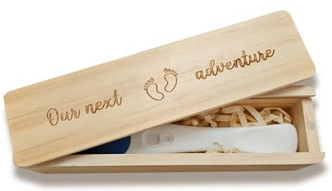 Caja de recuerdo para prueba de embarazo, anuncio de embarazo para marido, anuncio de bebé para abuelos, anuncios de revelación de bebé, ideas sorpresa, soporte de prueba, nuestra próxima aventura