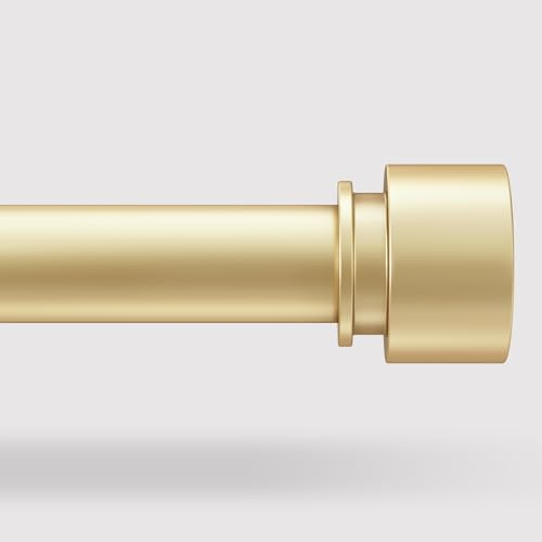 VOIIY Gardinenstangen für Fenster, 168 bis 300 cm, goldfarben, 2,5 cm Durchmesser, verstellbare Gardinenstange, modernes Endkappen-Design, robuste goldfarbene Gardinenstangen, Größe 91,4-308,5 cm
