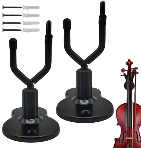 Generisch Geigenwandhalterung mit Bogenhalter, Geigenbügelmontage - 2x Geigenständer mit Bogenhalter | Platzsparende Stringinstrumenten -Veranstalter für Studio und Musikraum