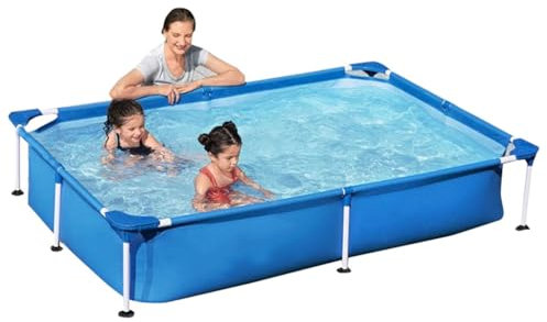 Easnuroz Piscina Exterior Rectangular con Estructura Metálica De 120-300 Cm Piscina Infantil Grande for Estudiantes Y Adultos Piscina Plegable con Estructura De Madera(221 * 150 * 43cm)