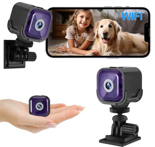 Vemfay Mini Telecamera Videocamera Sorveglianza Interno Wifi 1080P HD con Rilevamento del Movimento, Visione Notturna a Infrarossi, Interfono Vocale Bidirezionale, Lunga Durata
