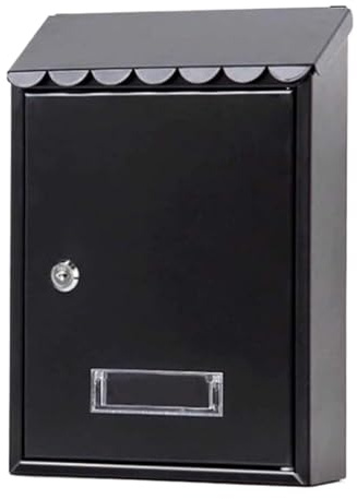 Cassetta Postale per pacchi da Esterno, Moderna, con Serratura, in Metallo, da Parete, con Chiave, per la Decorazione della casa, per Lettere e Posta? Esterno (Nero 21 * 6,5 * 30 cm)