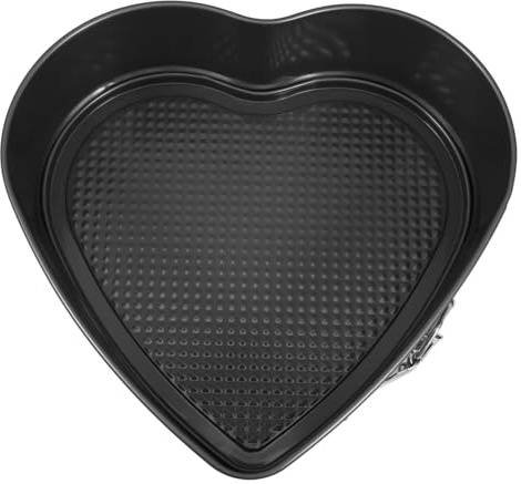 CIYODO Moule à Charnière Cœur en Acier au Carbone Noir, Antiadhésif | Bague à Verrouillage, Libération Facile, Usage Pâtisserie, Dessert Maison, 1 Pièce, Forme Élégante