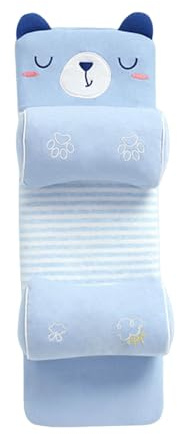 Children's Pillow With Pillowcase Memory Sponge Baby Sleep Thin Flat Suitable For Pillows Shaping Correcting Head Shape Breathable Silk Curly Hair (A, One Size)