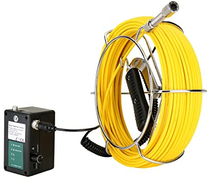 OVLIIYWZY Outils de Mesure de caméra, Moniteur 9 Pouces, caméra vidéo d'inspection de tuyaux de 20M, Endoscope Industriel de canalisation d'égout de vidange de Carte SD d