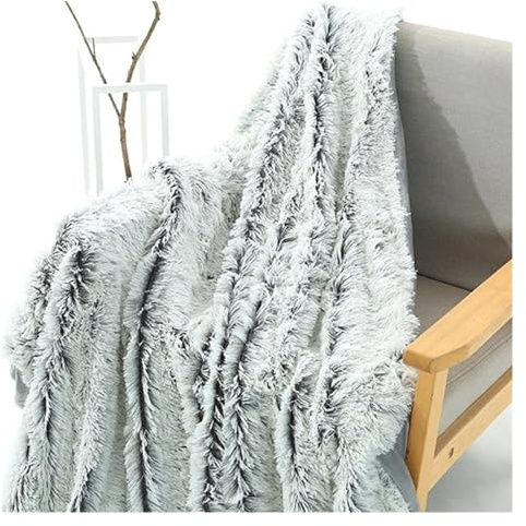 Coperta in Pile, Coperta in Pelliccia Sintetica, Coperta per Divano, Poltrona, Letto, Morbida Coperta in Fibra di Poliestere (Grigio 160x200 cm)