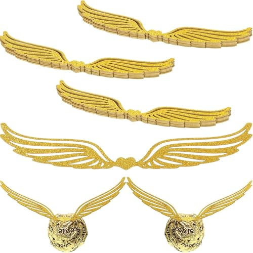 Gold Glitter Flügel Kuchen Dekoration,50 PCS Goldene Flügel-Cupcake-Topper mit Klebepunkten,Schokolade Flügel Party Dekor,Halloween-Kuchendekorationen für Halloween,Geburtstage und Hochzeiten (Gold)