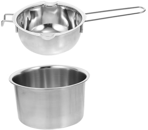 LALADEFIEE Olla De Acero Inoxidable Para Baño María De 600 Ml, Derretidor De Mantequilla y Chocolate Mango Ergonómico, Apta Para Cocinar y Fundir Dulces