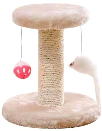 Cat Scratching Post - Sisal Rope Cat Tower, Tall Cats Scratcher with Plush Base, Durable Vertical Scratching Pole for Kittens Cats Claws Exercise and Play Furniture