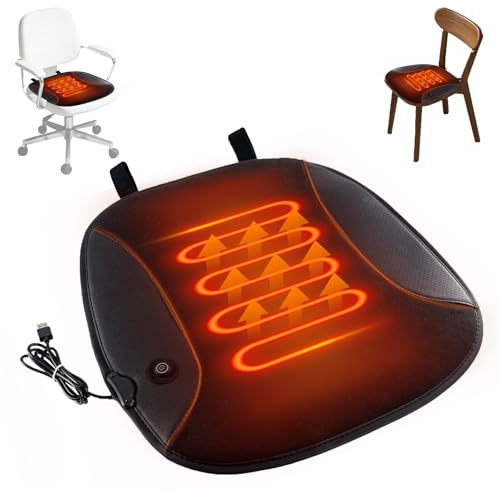 USB Heated Seat Cushion Battery Heated Outdoor Chair Cushion Heated Seat Pad for Camping Stadium Office Wheelchair or Home (Battery Not Included)