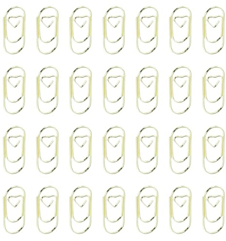 150 pcs Graffette In Metallo Oro, Forma Di Cuore Piccole Graffette, Raccoglitori per Libri, Documenti, Foto, Cartoline, Poster, Oro
