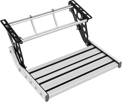 LKHDONG Wohnwagen Trittstufe Klappbare Wohnmobiltrittstufen Einziehbarer Wohnmobil Treppe, RV Stufe Manuelle Schritt rutschfest Trittstufen mit LED Lichtleiste
