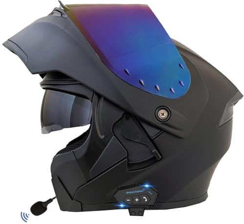 Klapphelm Mit Bluetooth Integriert Motorradhelm DOTECE Zertifiziert Modulare Integralhelm Mit Doppelvisier Motorrad Helm Mit Eingebautem Mikrofon Flip Vollvisierhelm