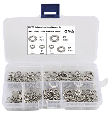 Gitohoni Assortimento di 250 Rondelle Elastiche per Applicazioni Industriali, Meccaniche Ed Elettroniche.