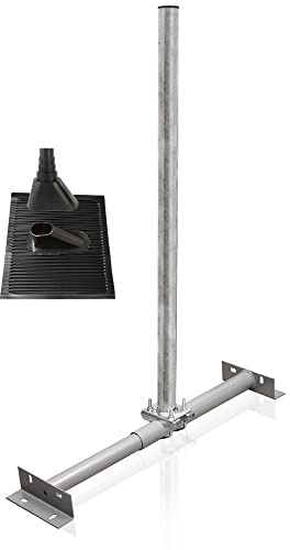 Premium X Basic X100-48 Dachsparrenhalter Montage Set für Satellitenschüssel Sparrenhalter 1m Mast SAT ALU-Ziegel Manschette schwarz