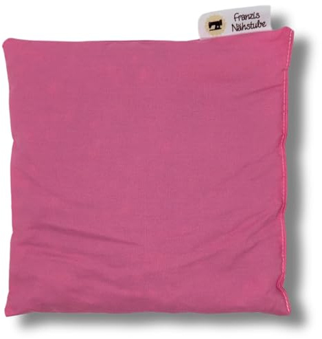 Franzis Nähstube 20x20cm Dinkelkissen Rosa in 100% Baumwolle I Körnerkissen Dinkel 20x20 für Mikrowelle I Wärmekissen, Dinkelkernkissen, Nackenwärmekissen