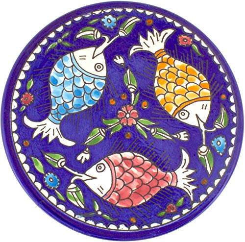 Armenian Ceramic Decorated Plate, Large Fish Design, 27 Centimetres