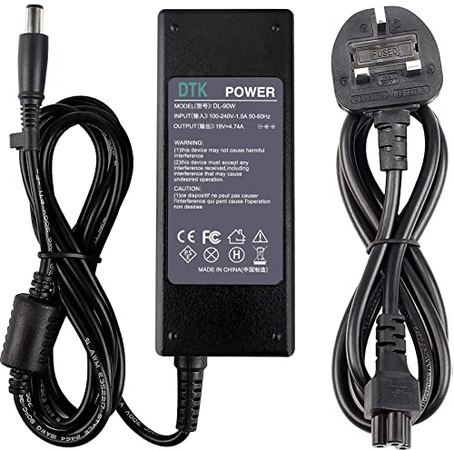 DTK 19V 4.74A 90W Laptop Charger for HP Notebook Computer PC Power Cord Supply Lead AC Adapter Pavilion Envy Probook EliteBook ZBook Mini Compaq series Connector:7.4 x 5.0mm
