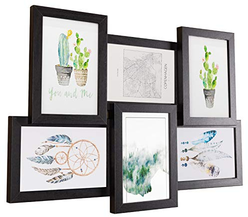 EUGAD Bilderrahmen collage 10x15, Schwarz, 6 Packs | Schwarz, MDF-Rahmen, PS-Scheibe, Aufhängen & Hinstellen, DIY Geschenk für Wohn/Schlaf/Babyzimmer, Hochzeit, Urlaub, Photo set