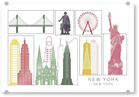 artboxONE Acrylglasbild 90x60 cm Städte New York Skyline Burgundy - Bild New York Architektur Big Apple