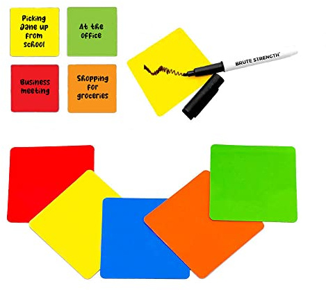 Whiteboard Med Magnetiska Kort och markör - 50 bitar - Blandat - 5 färger - 7,5 x 7,5 cm - Återskrivbar Post it-lappar för Magnettavla och Kylskåp