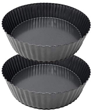 EUROXANTY Molde desmontable para horno | Molde redondo Quiché | Molde acero al carbono | Molde antiadherente | Molde masa quebrada | Molde de Ø 24 cm | REDONDO 2 UNIDADES