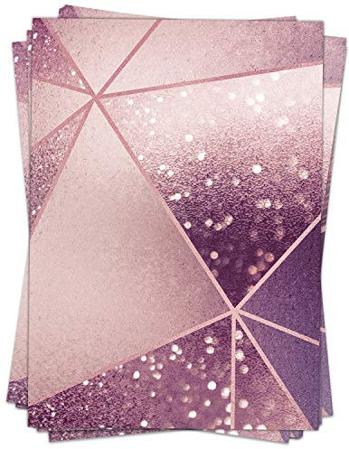 50 Blatt Briefpapier (A4) | Gedruckter Glitzer-Look Rosa | Motivpapier | edles Design Papier | beidseitig bedruckt | Bastelpapier | 90 g/m²