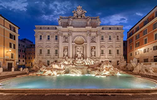 LHJOYSP Puzzle numeros Madera Puzzle 1000 Piezas Arquitectura de la Ciudad Roma Italia Fuente Palacio Fontana di Trevi 75x50cm