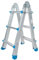TREPPE Gelenkleiter, faltbar, teleskopisch, multifunktional, Aluminium, 4 x 3 Stufen, 2,86 m