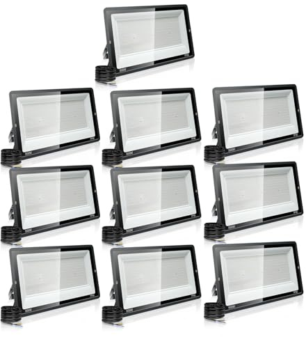 10PCS-500W Proyector LED Exterior IP66 Impermeable Focos Led Exterior 50000LM Potente Luces Led Exterior IP66 Impermeable Seguridad LED Floodlight Exterior para Terraza, Jardín, Patio, Parque, Garaje