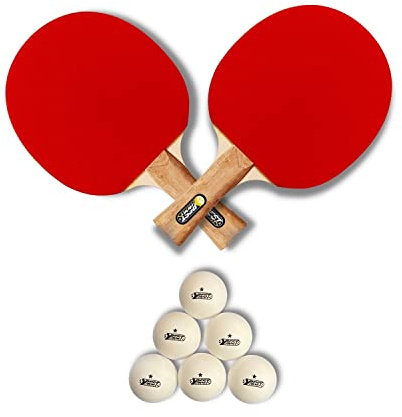 Best Sporting Tischtennis-Schläger Set 'Hobby' I 2 x Hobby Schläger & 6 x 1* Tischtennis-Bälle I Tischtennis Set I Tischtennisschläger Fortgeschrittene & Anfänger I Tischtennis Zubehör