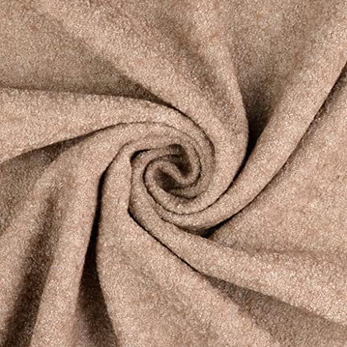 Wool Boucle-BEA-Viskose Wolle von Stofftreff Santi®-Mantel -und Kleiderstoff-ca. 142 cm breit-ca. 423 g/QM-Meterware-50 cm Schritte (Beige-5005)