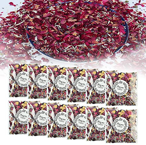 skytowards 12 Paquets de confettis de Mariage naturels pétales de Fleurs séchées Biodégradables confettis de pétales de Rose, décoration de fête de Mariage, Jetant pétales
