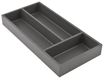 Ninka Connect Schubladen Ordnungssystem, Besteckeinsatz 3-Fächer Basisschale groß 40x20x5cm, Kunststoff dunkelgrau