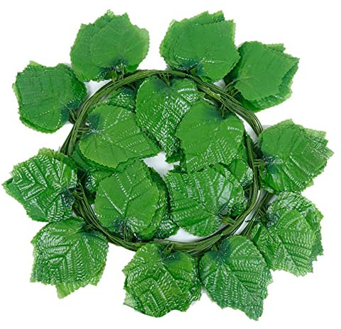 Surakey Vigne Artificielle Deco 12pcs 2,3m Lierre Artificielle Plantes Guirlande Vigne Feuilles de Vigne en Plastique pour Mariage Célébration Jardin Extérieur Deco (Feuilles de 14cm de Diamètre)
