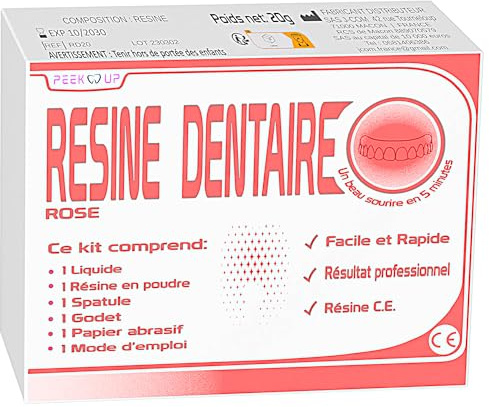 RESINE DENTAIRE ROSE pour réparer une prothèse dentaire, Kit de réparation facile à utiliser et durable pour un sourire radieux