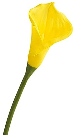 QOKLIYUI 20 Stück/Los künstliche Calla Lilien, realistisches Aussehen, ungiftig und geruchlos, Blumenstrauß, ABS, Hochzeitsblume, Braut, Gelb