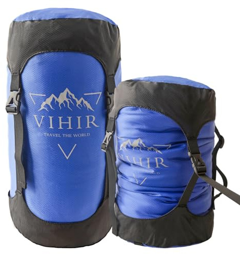 Vihir Kompressionssack 10L/14L/20L, 50% Mehr Stauraum! Wasserfest & Ultraleichter Aufbewahrungstasche für Schlafsack, Platzsparende Kompressionssack für Camping, Outdoor,Wandern,Rucksackreisen,Reisen