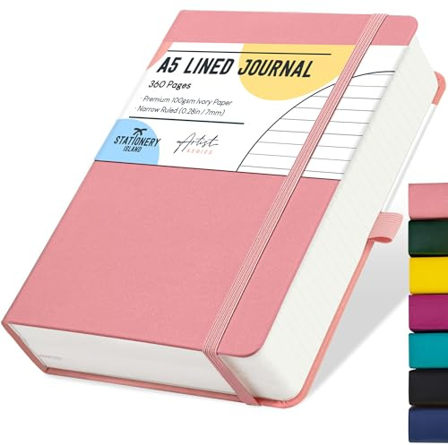 STATIONERY ISLAND A5 Carnet de Notes, Carnet Ligné Épais de 360 Pages, Journal Ligné avec Couverture Rigide de 100gsm pour Écrire, Travailler, Étudier, Agenda