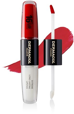 NEU Dermacol - 16-Hour Lip Colour, High Pigmentation Lip Gloss, Two-Phase Lip Gloss, Kiss-Proof Lip Make-up with Matte Finish and Shine, no. 4, Revenge Red