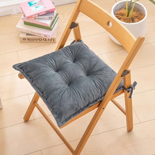 Hixingo 4er Set Stuhlkissen, Sitzkissen Stuhl, Stuhlkissen 40x40, Kurzer Plüsch Sitzkissen Bank, Sitzunterlage Outdoor & Innen, Sitzauflagen Chair Cushion für Wohnzimmer Terrassen (Anthrazit,50cm)