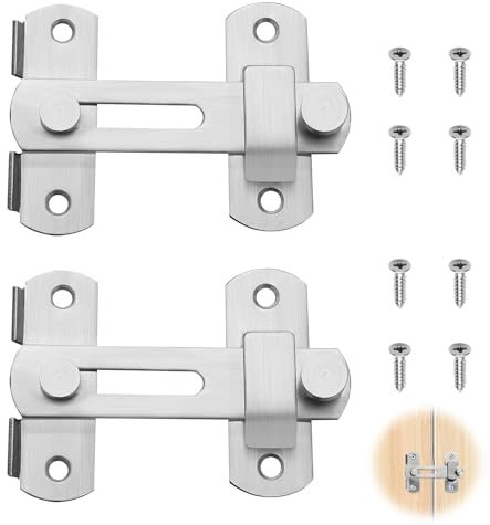 2 fermaporta, serratura per porta, porta, serratura interna, serratura porta esterna, in acciaio inox, con 4 viti, adatta per porte, finestre, porte da giardino, bagno