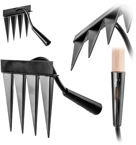 KADAX Unkrauthacke mit 4 scharfen Zinken, Gartenhacke aus hochgekohltem Stahl für Gartenarbeit, Gartengerät zum Jäten, Lockern & Belüften von Erde (Ohne Stiel)