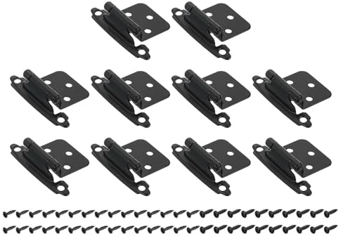 sourcing map Cabinet Kitchen Inset Hinges, 30Pcs 1/2 Overlay Semi-Concealed Hinges Face Mount Cabinet Hardware Self-Closing Cabinet Hinges with Screws, Black
