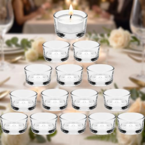 FRTAOOP Set med 15 standard värmeljusglas - 4,5cm diameter | Passar för värmeljus 3,8-4,0cm - användbar på festliga bord för evenemang och julfester och bröllop