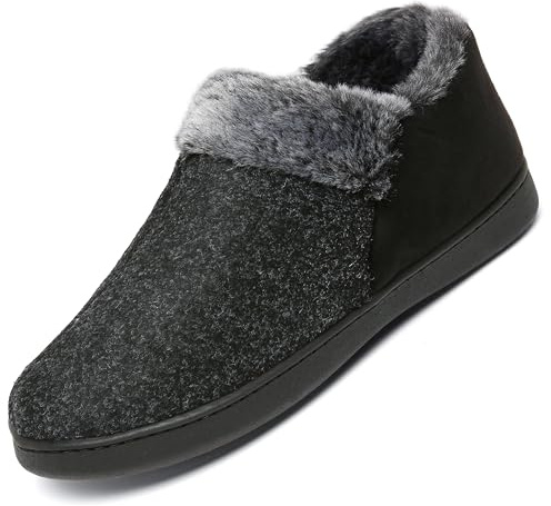 Mishansha Hombre Zapatillas Andar por Casa Antideslizantes Pantuflas de Felpa Al Aire Libre Comodos para Andar, Negro 43