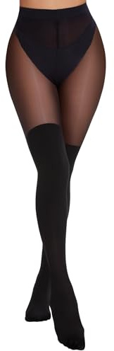 MELLIEX Overknee Strumpfhosen Damen, Schwarze Strumpfhose Blickdicht, Overknee Strümpfe optik für Frauen 120/40 Denier