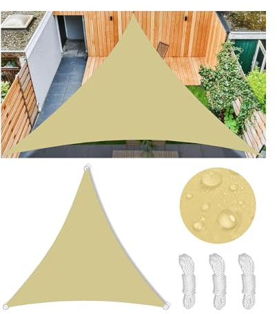 Tenda a Vela Parasole Vele Ombreggianti Impermeabile Triangolo Vele Parasole da Giardino Protezione Solare Schermo UV con Fune e Anello D per Terrazze Balconi 3x3x3M