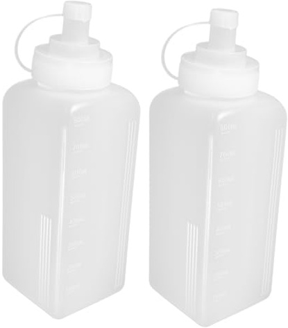 PartyKindom 2pcs Large Empty Squeeze Bottles for Bbq Sauce Mustard Ketchup Oil and Salad Dressing for Kitchen and Restaurant Use