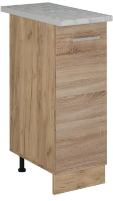 Vicco Apothekerschrank R-Line, Sonoma, 30 cm | 1 Auszug · AP Marmor inkl. · Höhenverstellbare Füße · 2 Einlegeböden · ✓ Frei kombinierbar